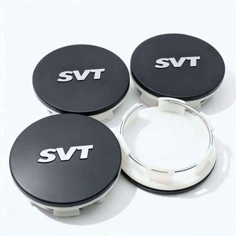 4 Stück Schwarz-Silber SVT Logo Auto-Radnabenkappen 65MM 57MM Radnabenkappen Felgenabdeckungen Staubschutz Ersatz Auto-Styling-Zubehör – Detail 6