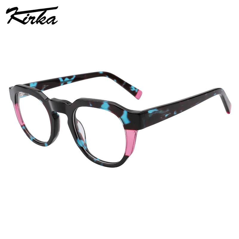 Kirka Female Acetate Oval Laminating Crystal Colors Optical Frames Prescription Lens Laminating Temple Tips Glasses WD4252