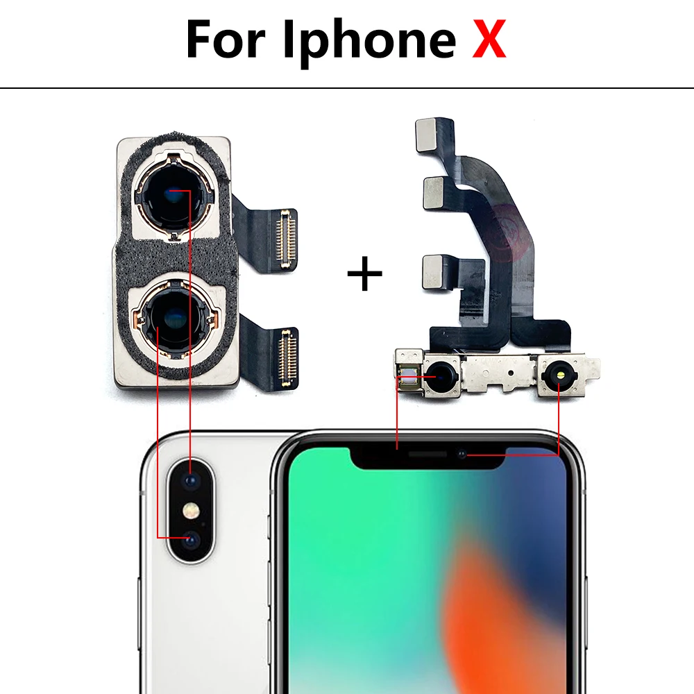 NEW Tested Back Big Main Camera Module And Front Small Camera Module Flex Cable For iPhone 7 8 Plus X XR XS Max