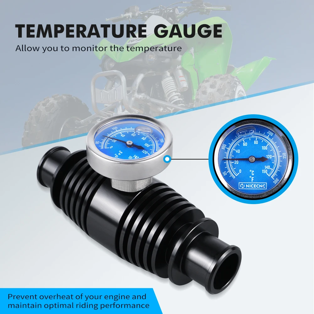 Radiator Inline Coolant Cooler for Yamaha YFZ450 YFZ450R YFZ450SE Raptor 700R 2009-2024 ATV Temperature Gauge 6061 Aluminum Part