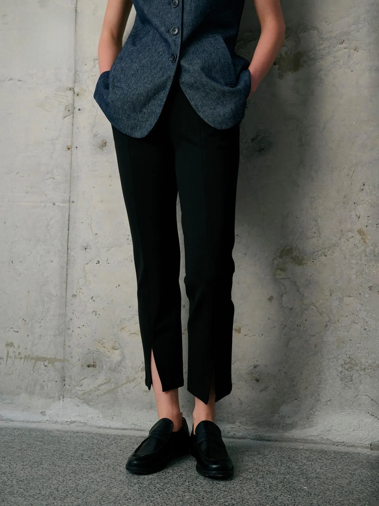 

Bla Retro Versatile Women's Faion Split Slim Fit Nine-Piece Elastic Ankle Pants QFKQ Sli Casual Trousers