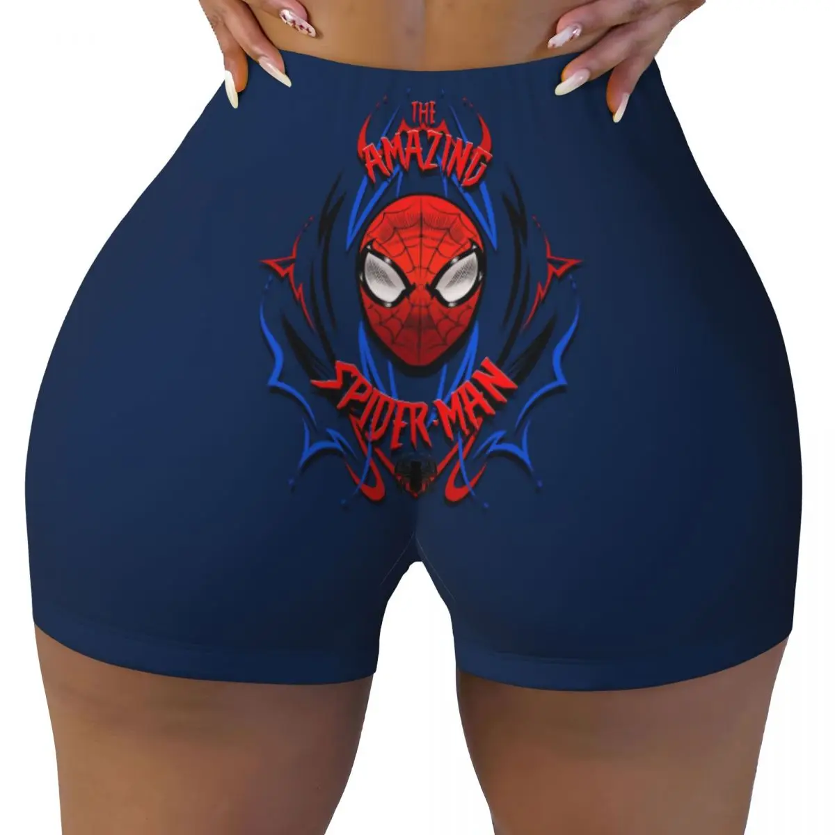 

Custom Spider Man Biker Running Gym Shorts Women's Superhero Athletic Workout Yoga Shorts