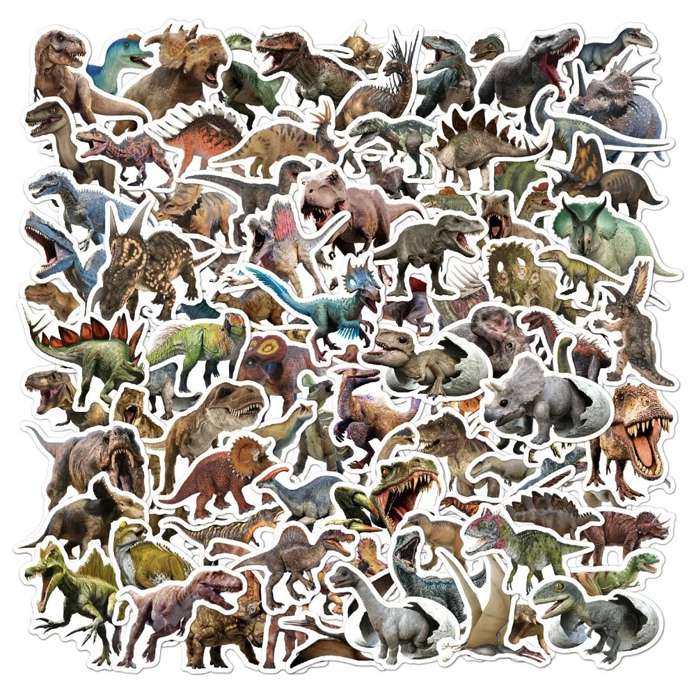 50/100PCS Jurassic Dinosaur Stickers Aesthetic Phone Wall Scrapbook Motorcycle Waterproof Cartoon Sticker for Kids Toys Gifts