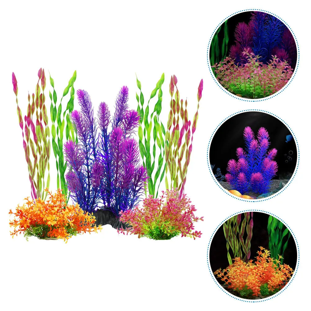 

7pcs Artificial Aquarium Plants Lifelike Water Grass Never-Faded Underwater Decor For Fish Tank Fresh Salt Water
