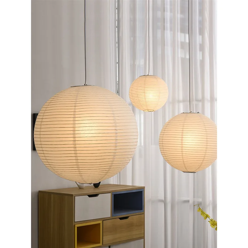 

Japanese wind rice paper art lamp wabi sandy wind spherical chandelier ins restaurant living room hotel bed and breakfast