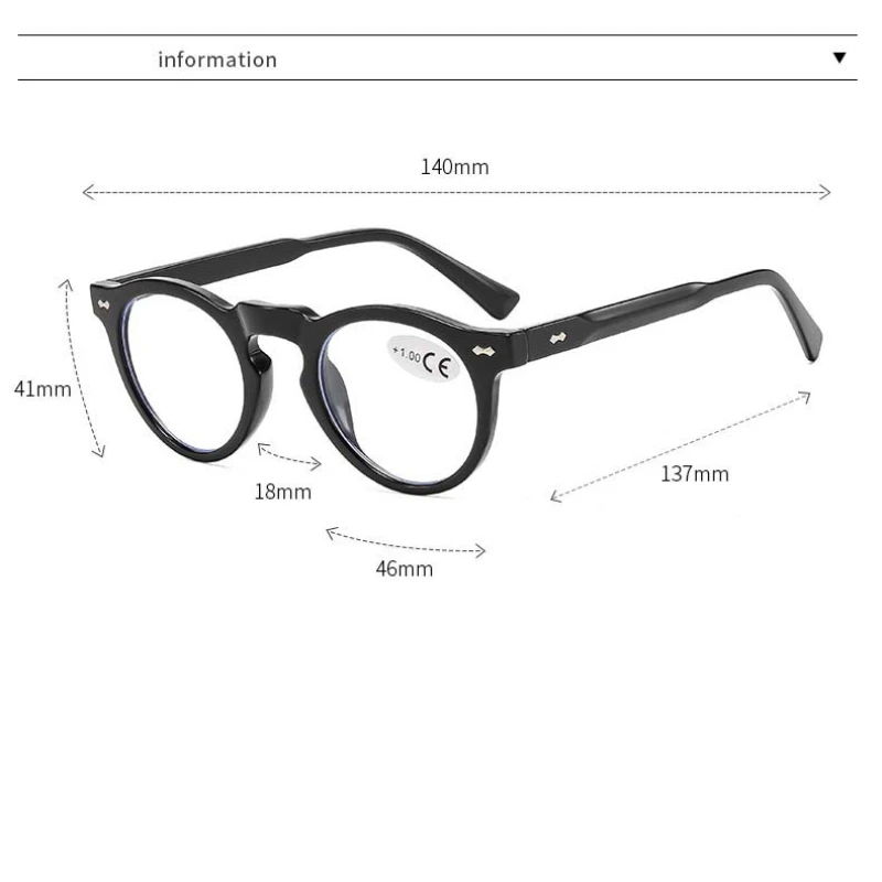 Retro Round Frame Reading Glasses Men Women Anti Blue Light Trends Eyeglasses Fashion High Definition Far Sight Eyewear +1.5+2.5 - Image 6
