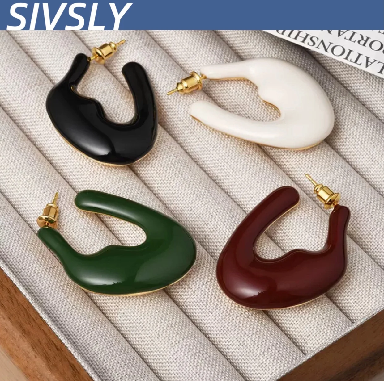 

[Personality] European and American retro irregular oil drop earrings, luxurious design, personality, temperament, earring