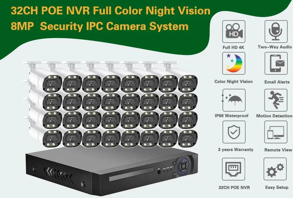16CH 8mp 5mp POE Nvr Camera Security System 8mp Two-way Audio POE Security Camera Kit 4K POE NVR CCTV Camera System