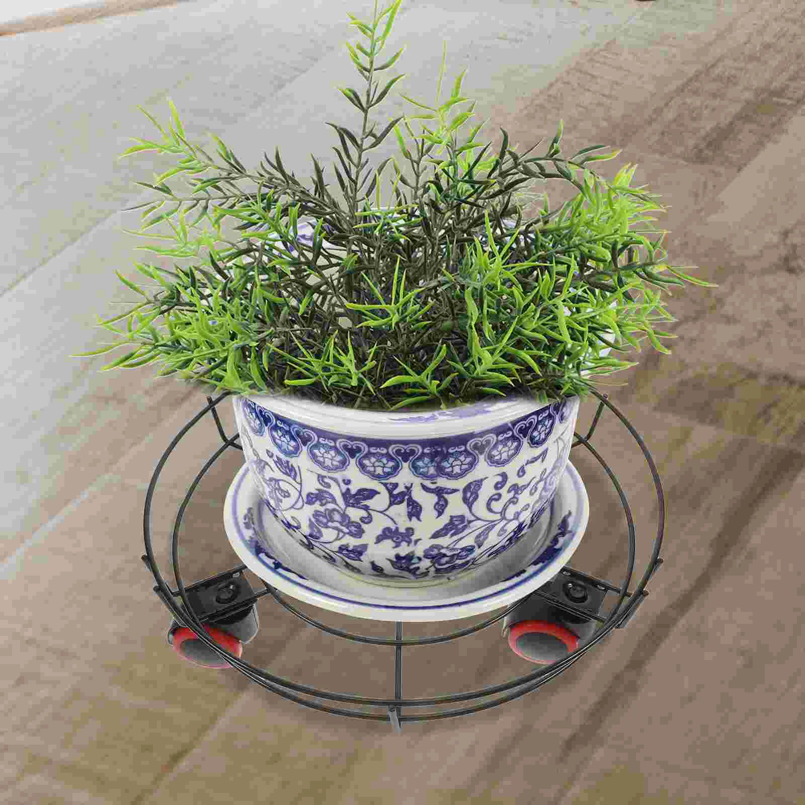 Round Light Luxury Flower Stand Base Circular Tray Carbon Steel Movable Pot Storage Rack