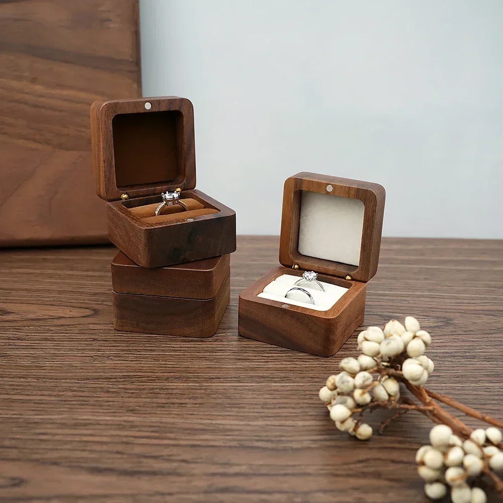

Solid Wood Jewelry Organizer Case with Window Display Microfiber Storage Showcase for Rings Earrings Studs