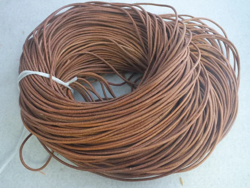 100m/roll natural brown 2mm Round Genuine Leather Cord