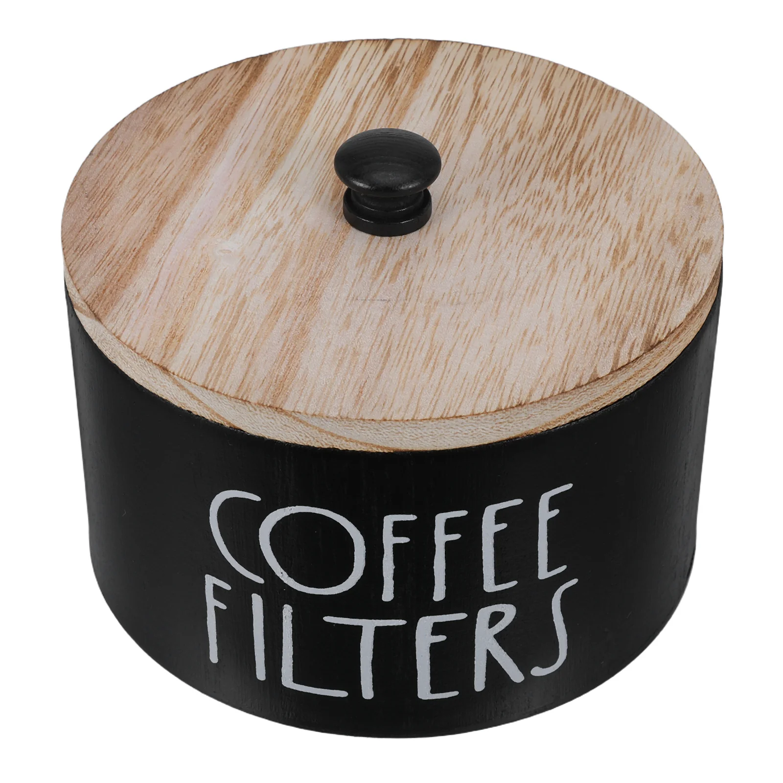 

Black Wooden Coffee Filter Holder Large Capacity Lid Farmhouse Filter Storage Container Coffee Station Accessories Organizer 5.9