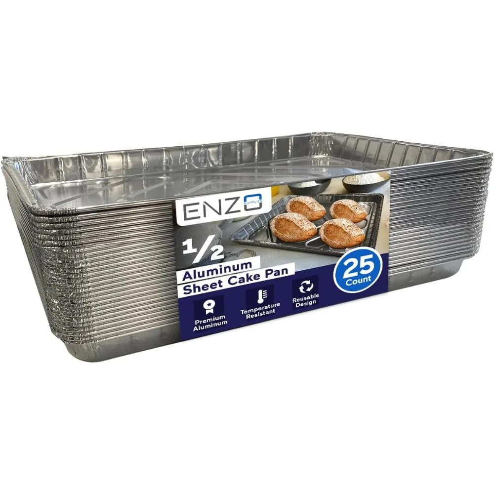 

Premium Aluminum 1/2 Sheet Cake Pan - Cookie Sheet, Baking Tray, 17.5'' x 12.8'' x 1.2'' Durable Nonstick Heavy Duty Baking, Reu