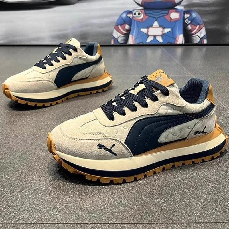 

2025 Spring Casual Shoes Fashion All-match Sneakers Breathable Comfortable Dad Shoes Vintage Thick-soled Fashion Brand Shoes