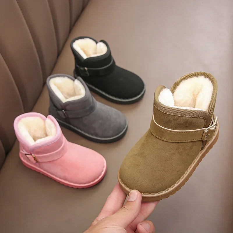 Children Snow Boot 2024 Winter Plush Thick Short Boot Cotton Shoe Warm Shoe Soft Soled Children Cotton Shoe Winter Boots  Girl