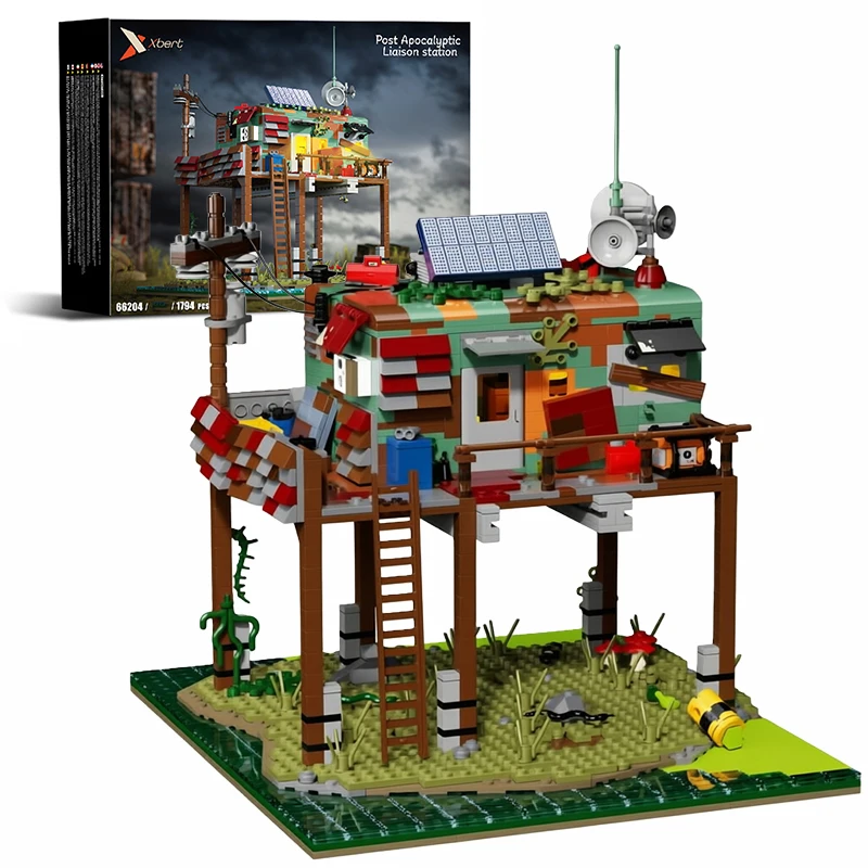 1794PCS Post Apocalyptic Liaison Station Building Block Wasteland Shelter Model Brick Desktop Ornament Assembly Toy Holiday Gift