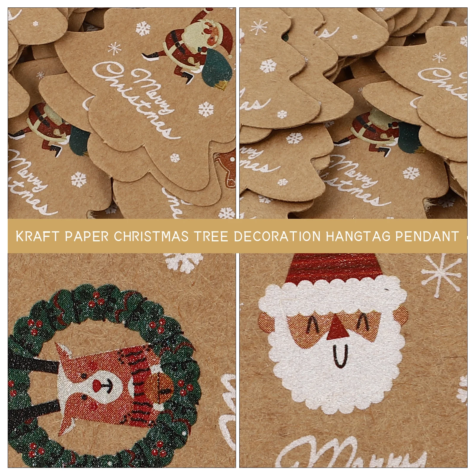 

1Set Christmas Tree Pendant Decor Kraft Paper Hanging Tags for Gift Ornament Festive Holiday Party Home Fireplace Window Wall