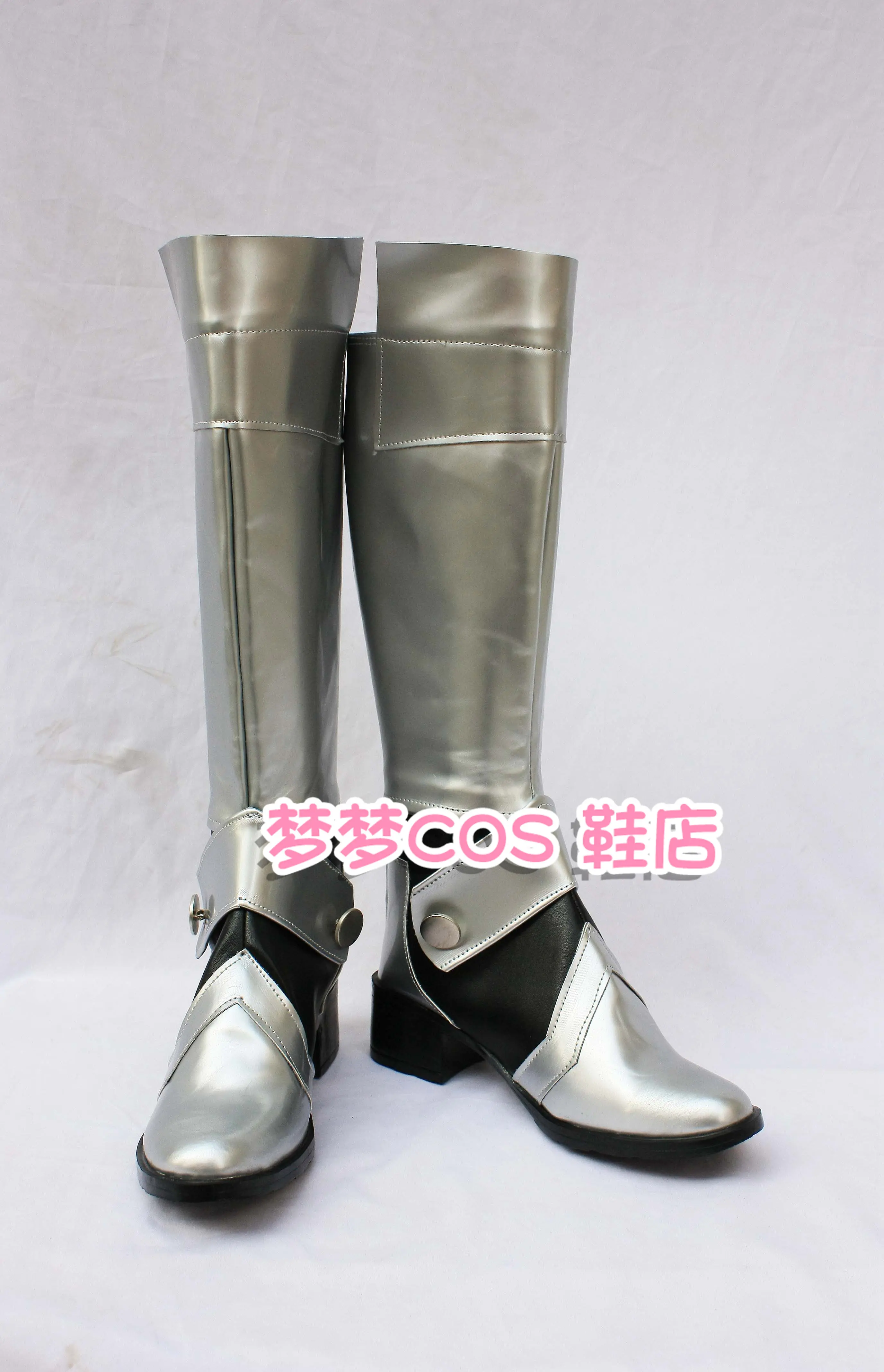 Anime Fate/stay night Altria Pendragon Cosplay Shoes Silvery long PU Leather Flat Sole Boots For Halloween Carnival
