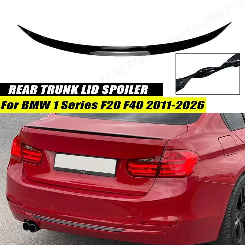 120CM Gloss Black Soft Rubber Rear Trunk Spoiler Lip Splitter 5D Carbon Look Car Accessories For BMW 1 Series F20 F40 2011-2026