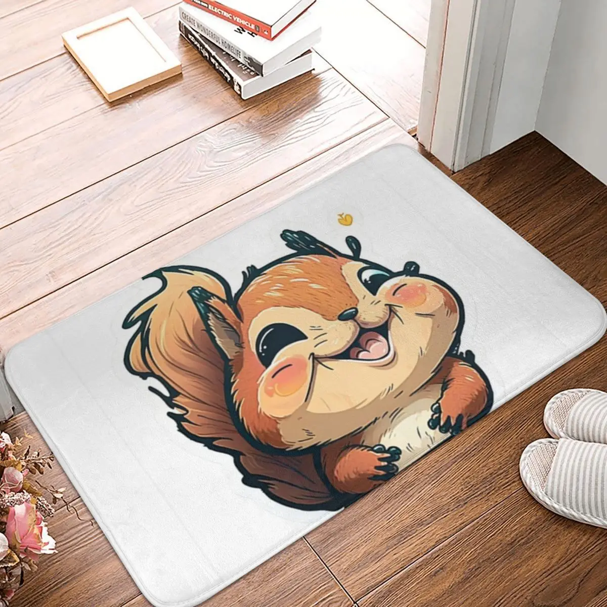 Happy Little Squirrel Non-slip Doormat Floor Mat Durable Carpet Rug for Kitchen Entrance Home Bathroom Living room Footpad Mats