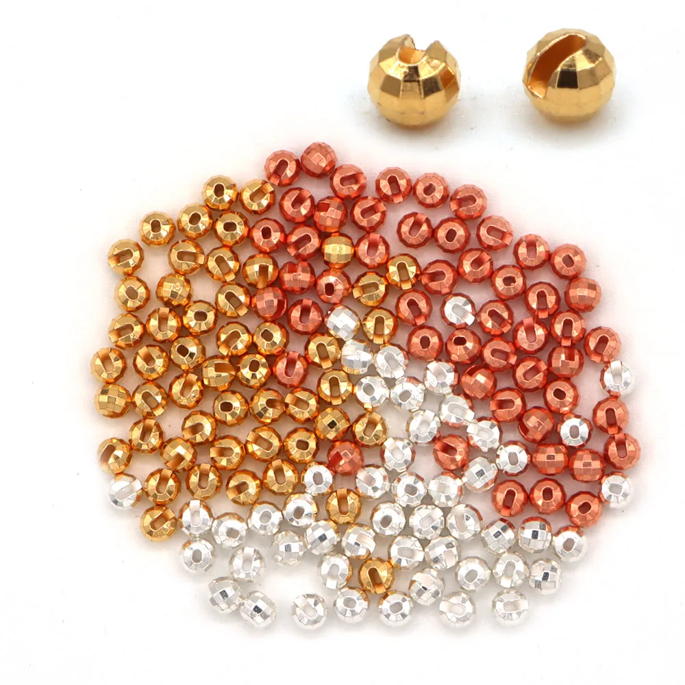 50pcs Faceted Slotted Beads Set 2.0-4.0mm Fly Tying Material 3 Colors Trout Perch Fly Fishing Lure Tackle