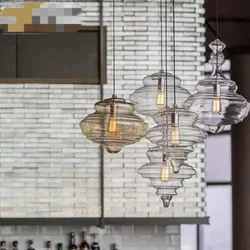 New Transparent Glass Dining Room Led Pendant Lights Vintage Living room Restaurant Hall Pendant Lamp Loft Deco Hanging Lamp