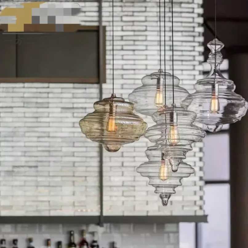 New Transparent Glass Dining Room Led Pendant Lights Vintage Living room Restaurant Hall Pendant Lamp Loft Deco Hanging Lamp