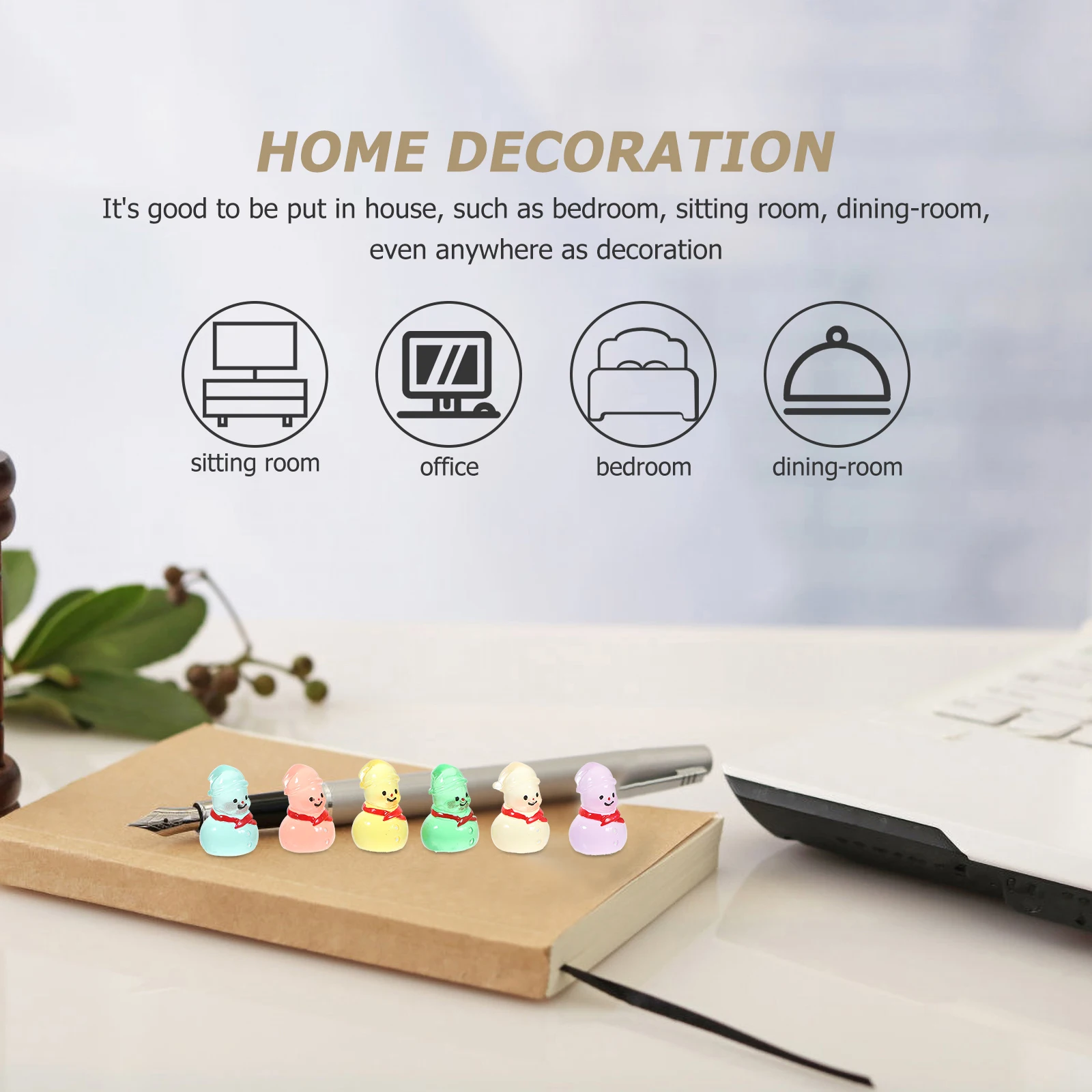 

24pcs Glow In The Dark Snowman Figurines Mini Resin Ornament For Garden Lawn Yard Decor Christmas Night Light Statue