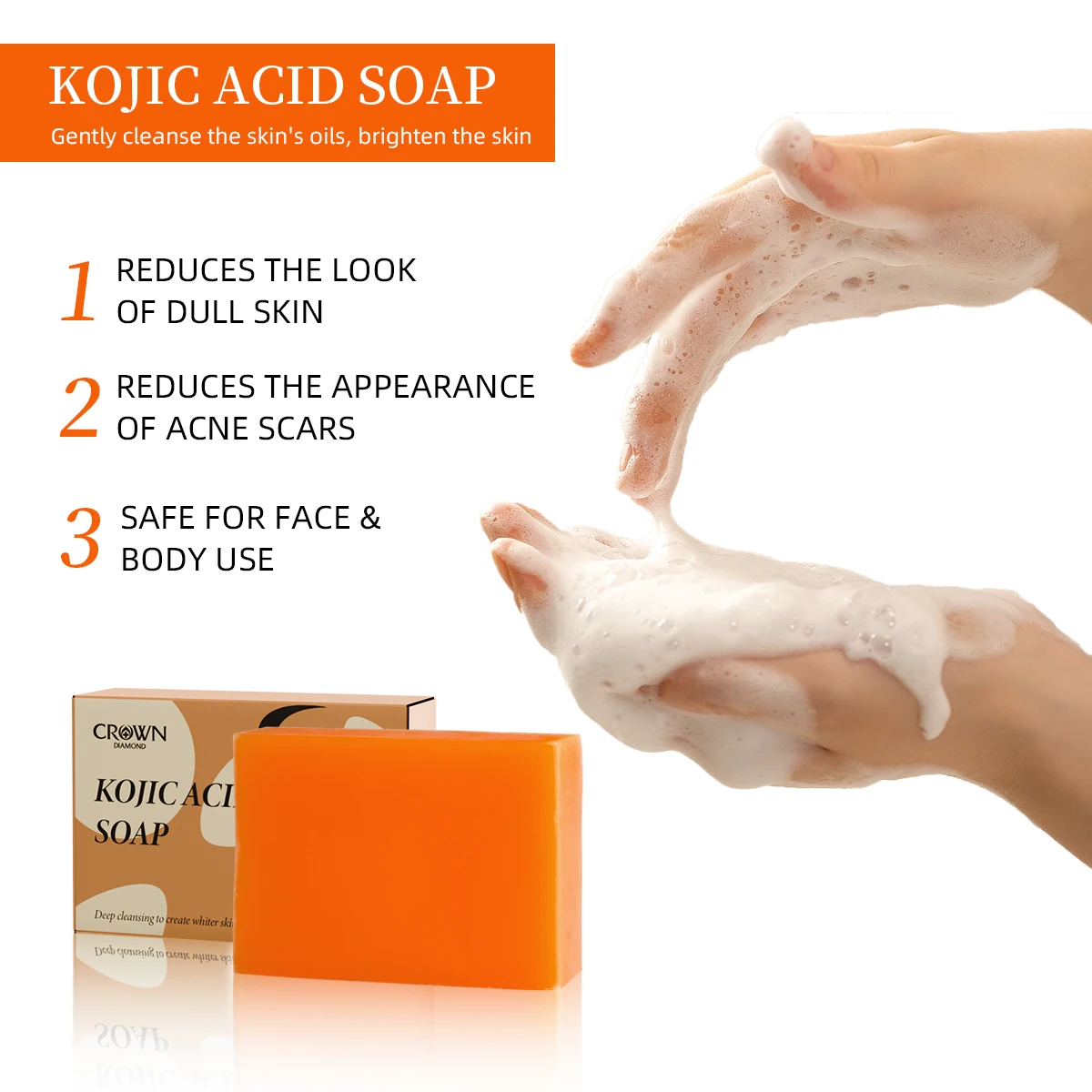 Kojic Acid Soap with Vitamin C Facial Deep Cleansing Soap Exfoliating Even Skin Tone Oil Control Moisturizing Skin Care