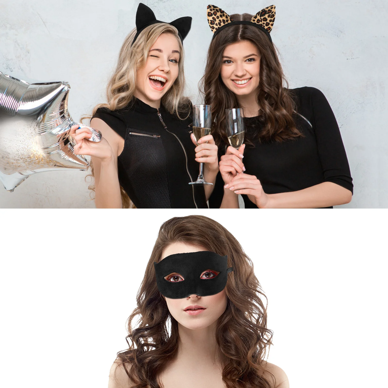 

2 шт., комплект повязок на голову с кошачьими ушками, регулируемый обруч для волос для женщин, вечерние, косплей, маскарад, ночное мероприятие, аксессуары с ушками животных