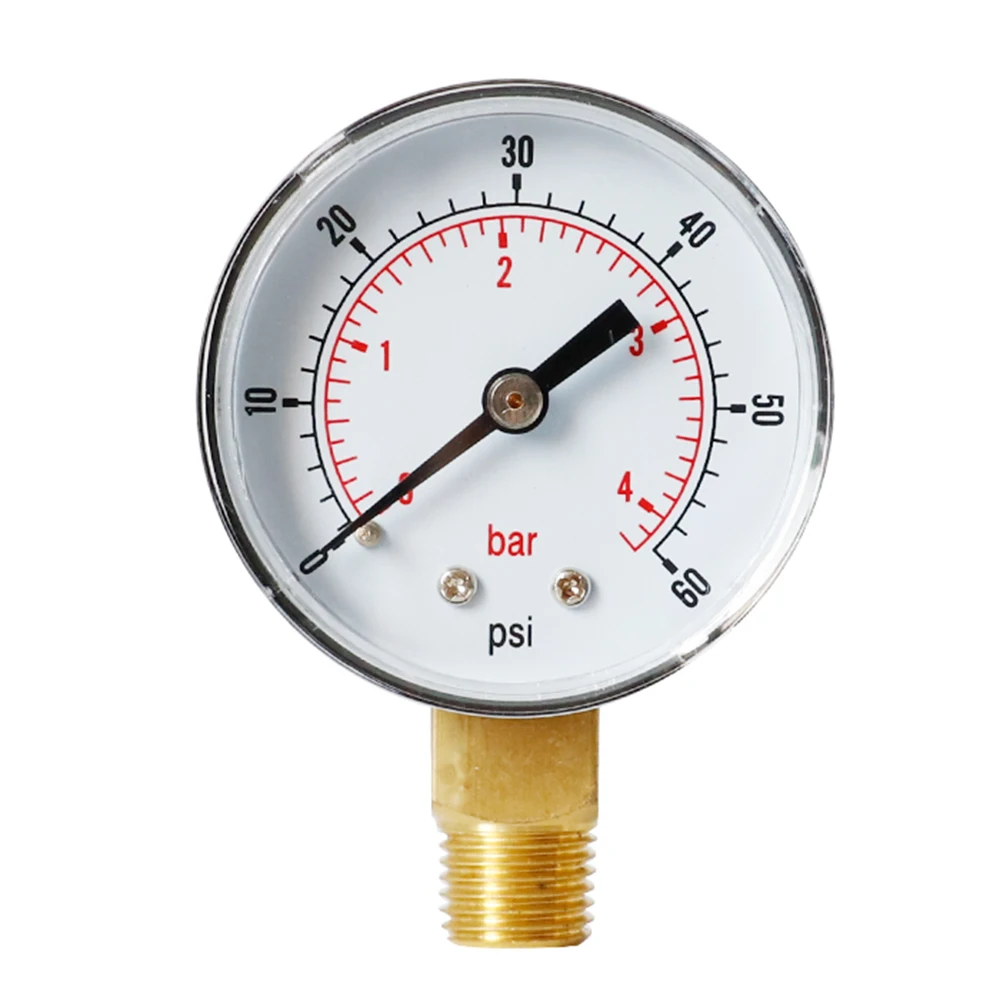 50mm 0~60psi 0~4bar Pool Filter Water Pressure Dial Hydraulic Pressure Gauge Meter Manometer 1/4\