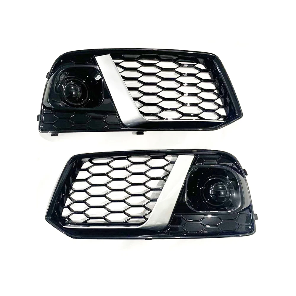 Car Front Bumper Fog Lamp Grills in Racing Grills ABS Replacement Fog Light Grills For Q5 Q5L 2018 2019 Car Styling custom