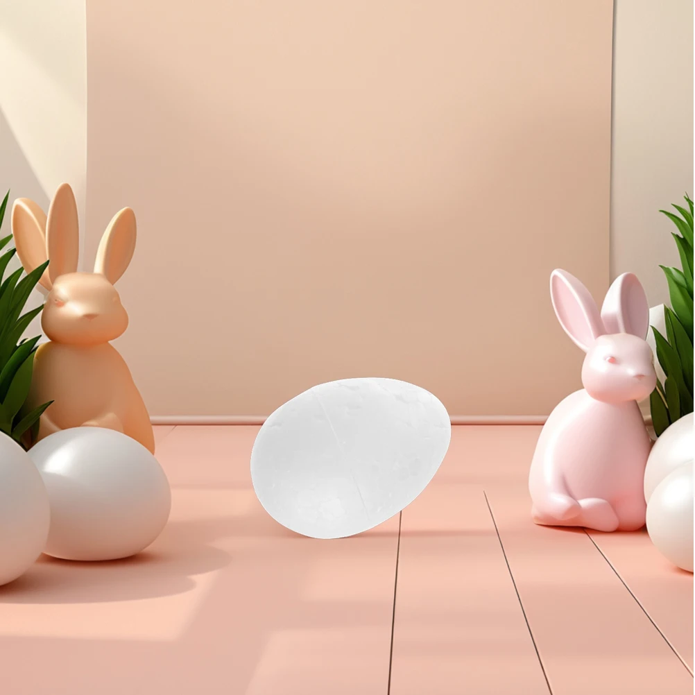 

60pcs Easter White Foam Eggs for Diy Handmade Ornaments Craft Rings Projects Holiday Decorations Spring Party Supplies