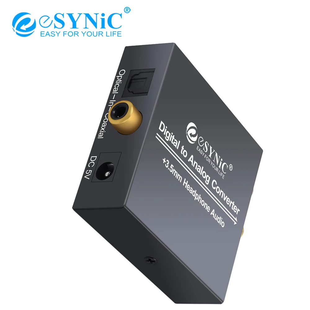ESYNiC 192KHz/96KHz DAC Converter Digital Coaxial SPDIF Toslink RCA R/L 3.5มม.หูฟังอะแดปเตอร์เสียง