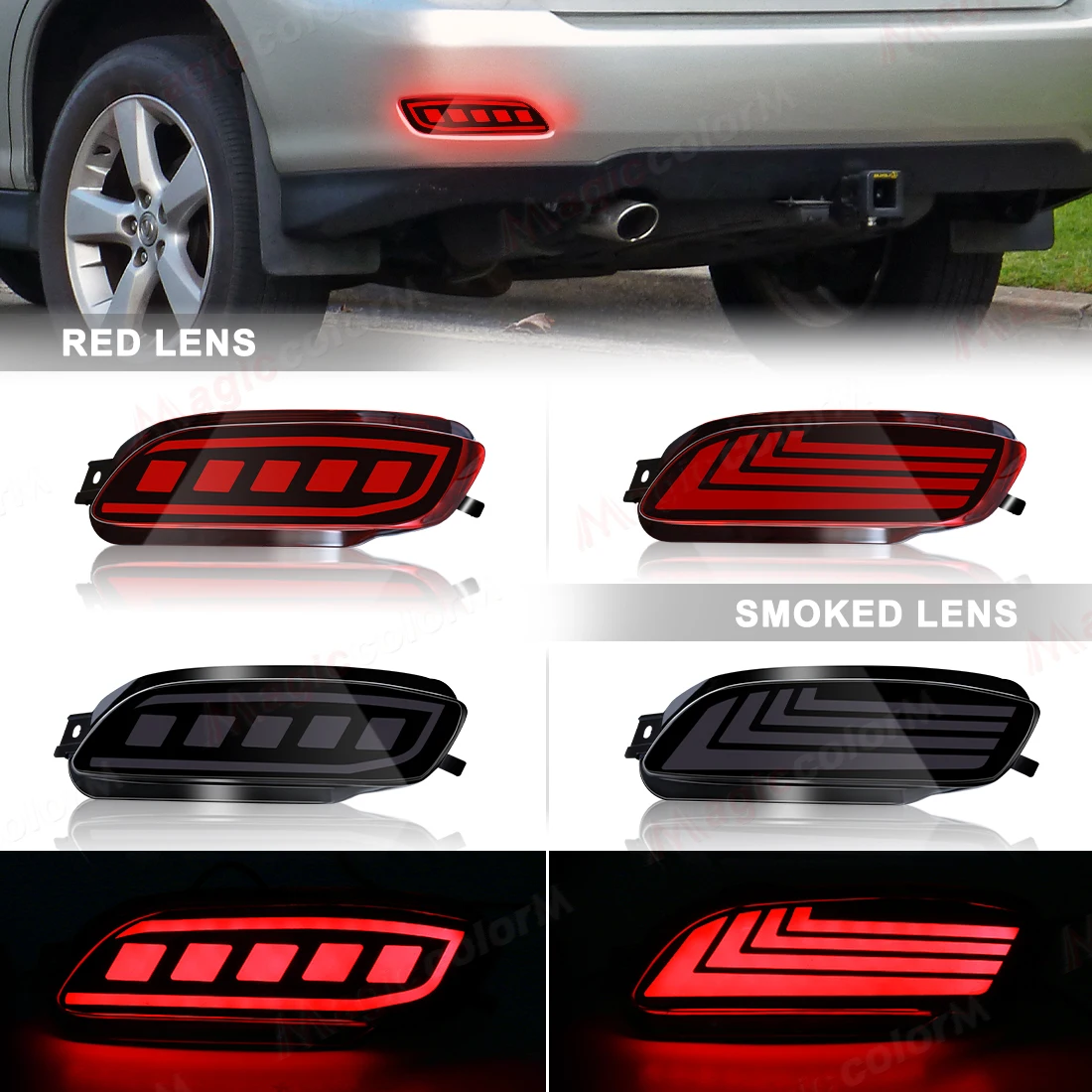 

For Lexus RX 2003 - 2008 For Toyota Harrier For Venza 2013 - 2015 Rear Bumper Reflector Lights Dynamic Turn Signal Brake Lamps