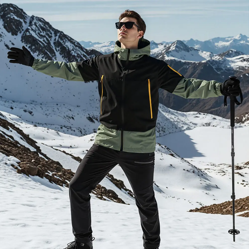 Men's Zip-up Windproof Stand-Up Collar Jacket Casual Loose Fit Patchwork Design Warm Design Suitable for Daily Commuting