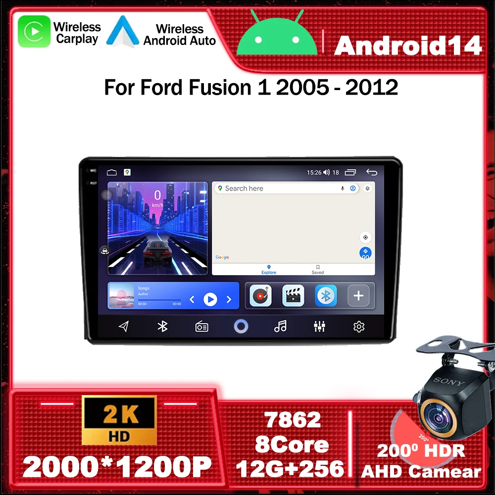 

Автомагнитола на Android 14, мультимедийный видеоплеер с GPS-навигацией для Ford Fusion 1 2005-2012, Wi-Fi, 4G, BT, DSP, головное устройство с ЖК-экраном