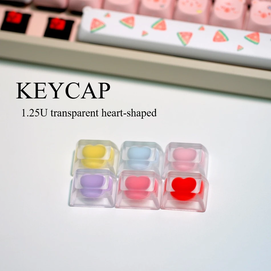 

1.25U Transparent Heart-shaped Keycap for Cross-axis Mechanical Gaming Keyboard GK64 Custom Cute Backlit Ctrl Keycap Gift for PC