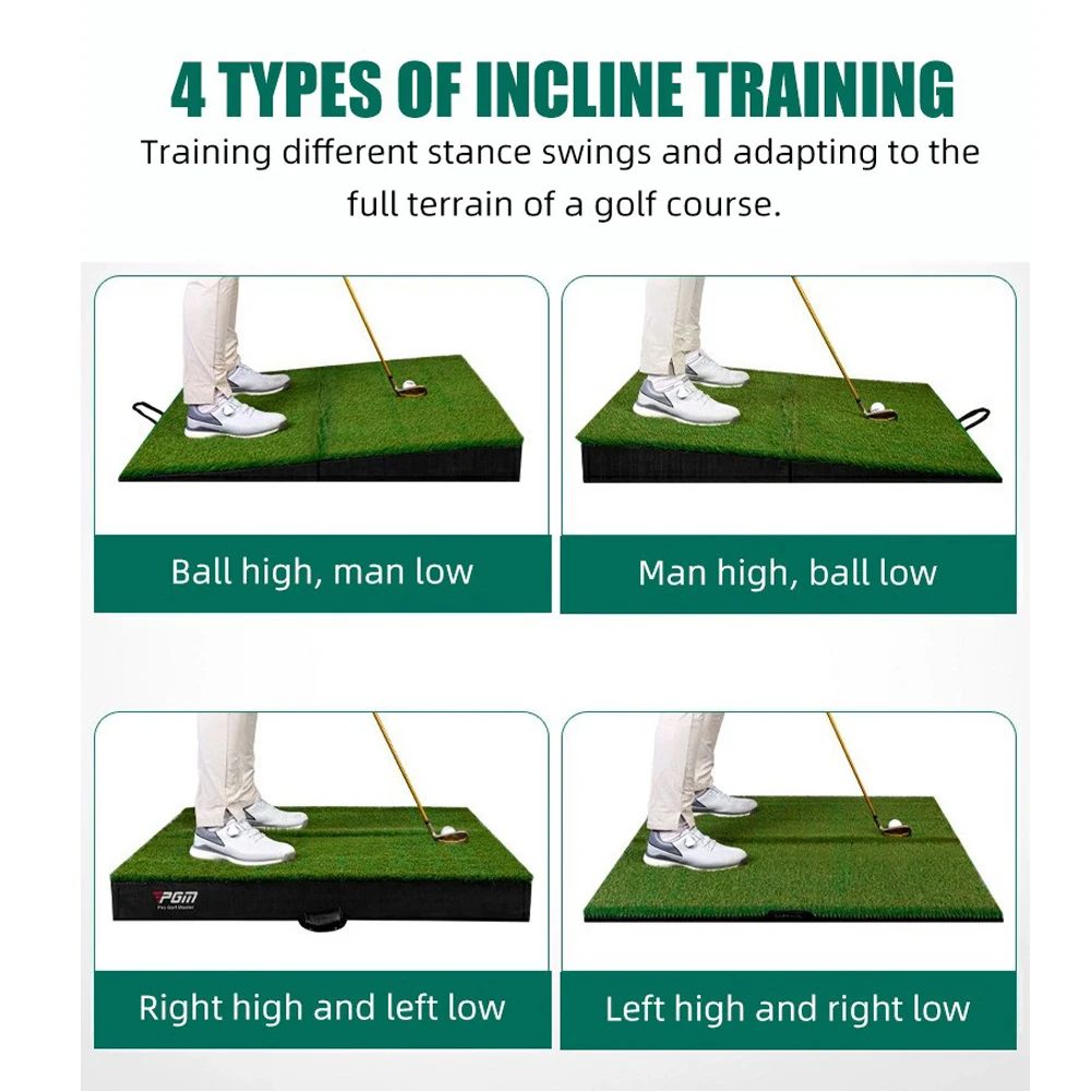 

Foldable Golf Swing Trainer with Long Grass High and Low Slope Practice Mat for Improved Training Hitting Mats