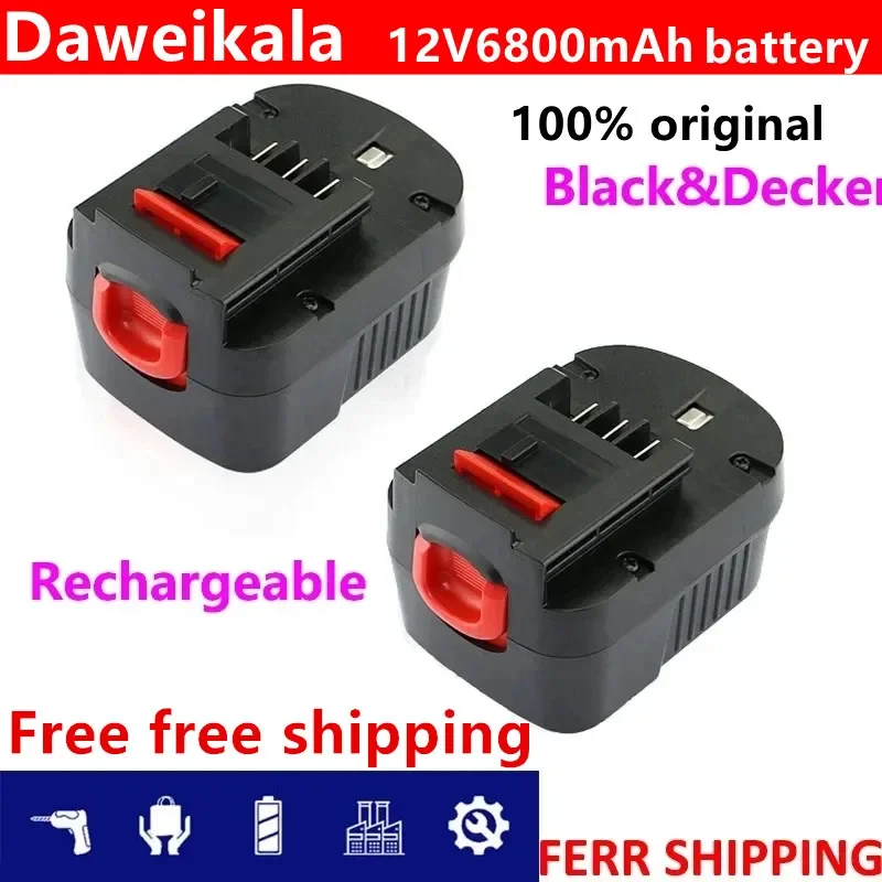 

12V 6800mah Rechargeable Tool Battery forBlack&Decker A12 A12EX FSB12 FS120B A1712 HP12K HP12 Ni-MH Replacement Drill Battery