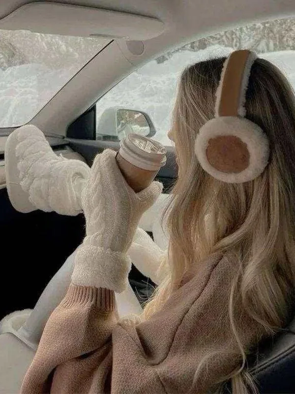 khaki-fashion-wool-plush-earmuffs-women's-ear-warmers-stylish-corduroy-ear-covers-for-cold-weather