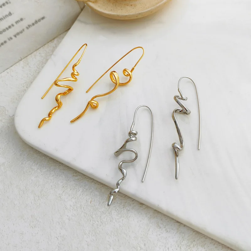 Fashion Jewelry Dangle Earrings Personality Abstract Design Cool High Quality Brass Thick Plated Drop Earrings For Women