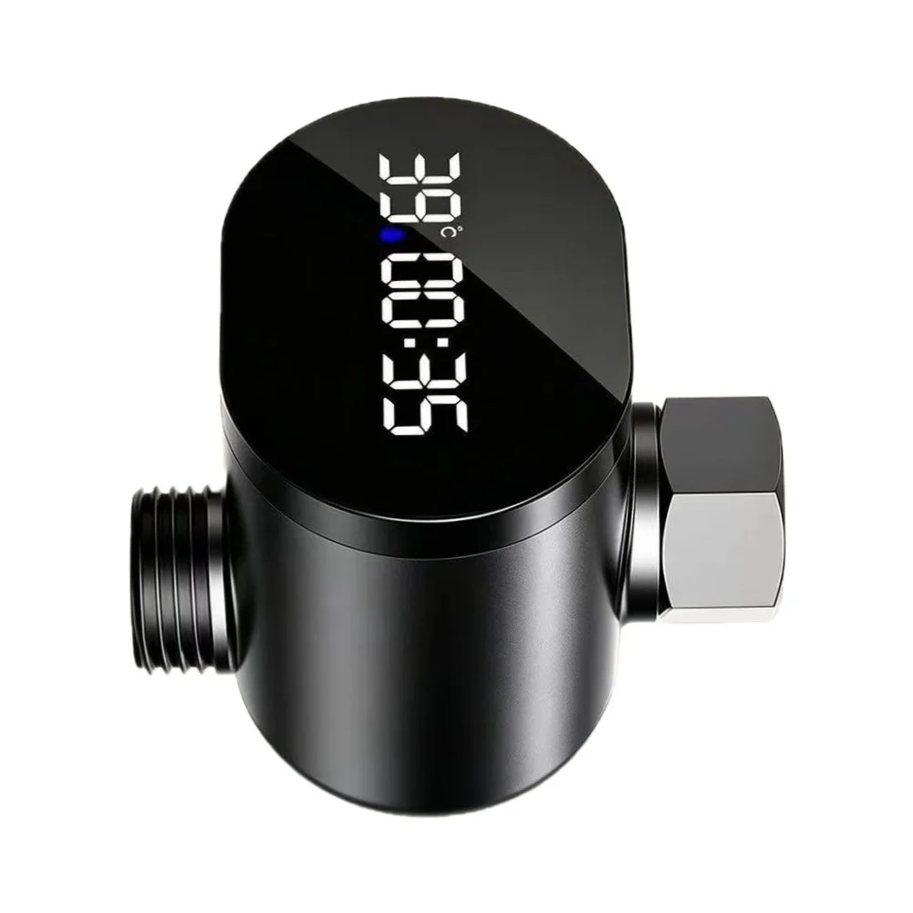 LED Shower Thermometer with Digital Display for Real-Time Water Temperature Monitoring and Usage Time Tracking