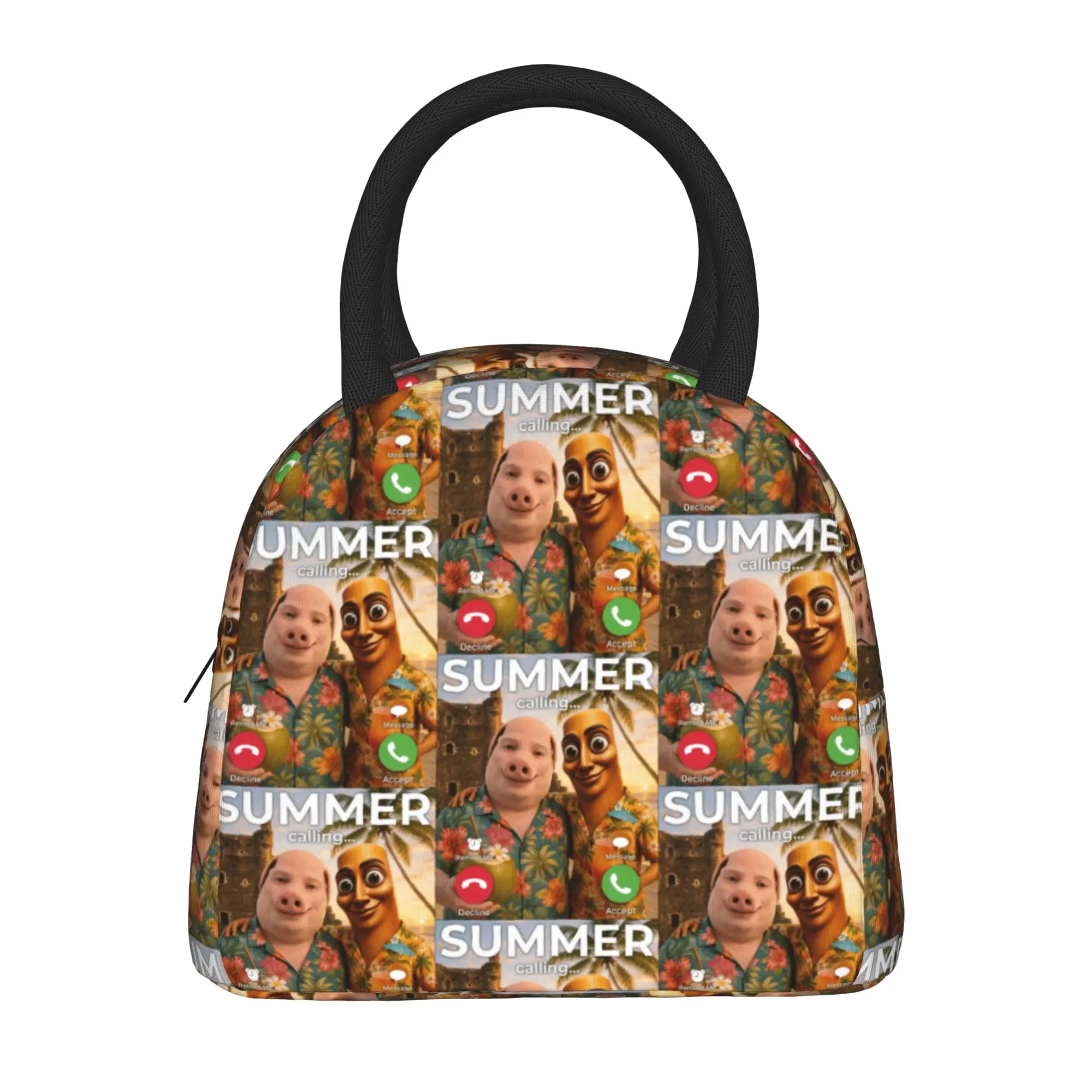 Tropical Beach Summer Meme Joke Tung Sahur John Pork Lunch Bag Lunch Box Picnic Thermal Lunch Bags For Girls Designer Cooler Bag