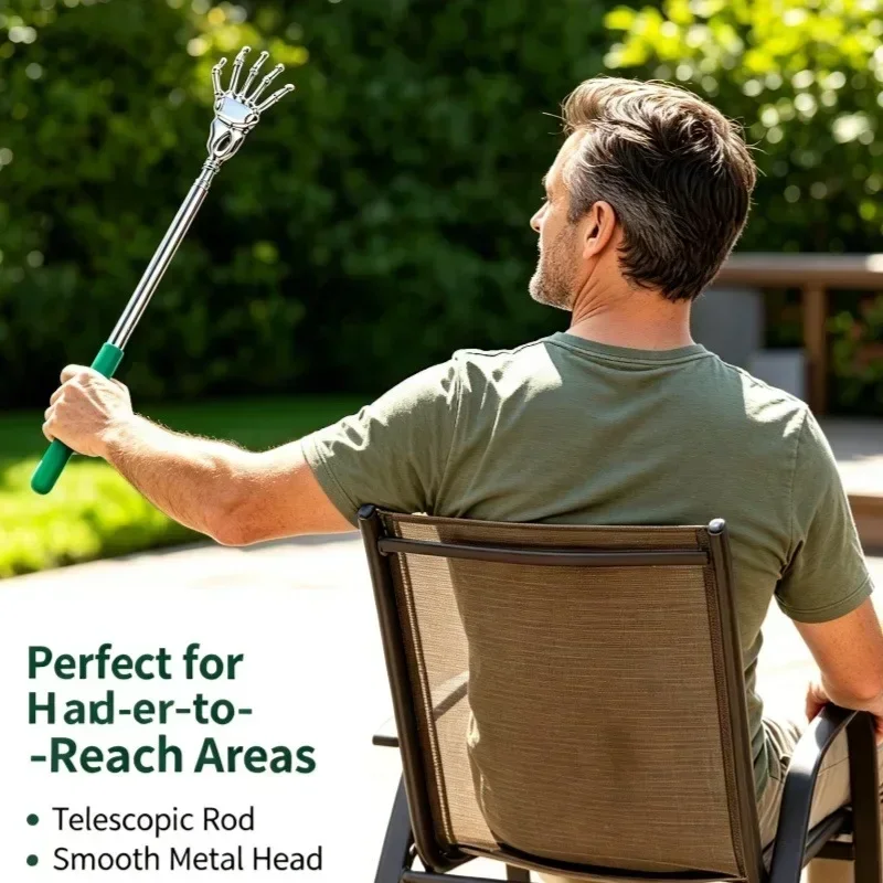 Extendable Metal Back Scratcher Skeleton Hand Design Retractable Back Massage Scratching Tool For Home Travel Use