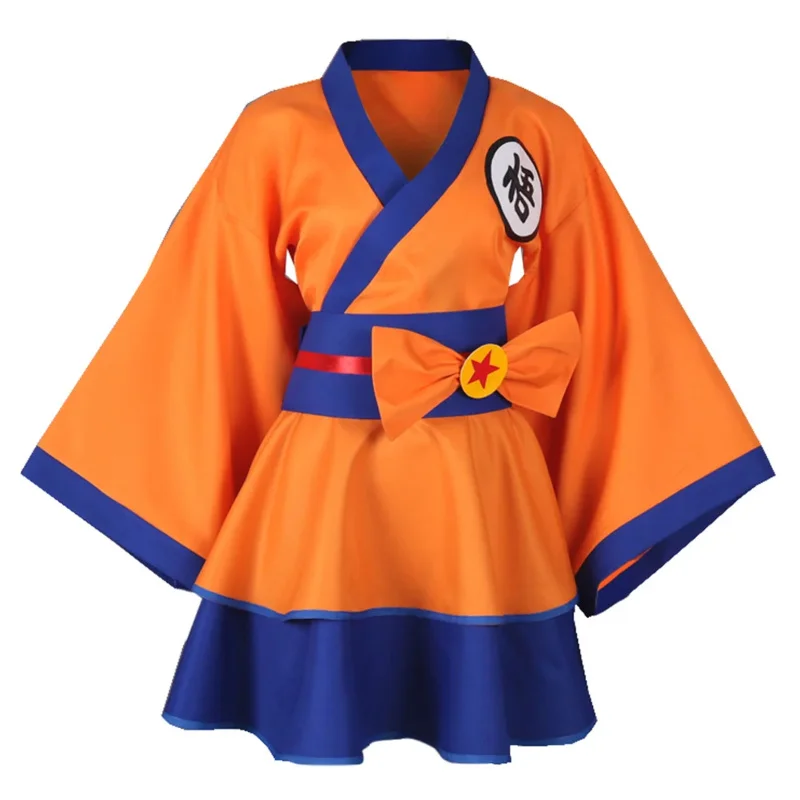 Lolita Goku Cosplay Fantasy Kimono Jurk Anime Super Held Vermomming Kostuum Volwassen Vrouwen Rollenspel Fancy Outfit Vrouwelijke Halloween