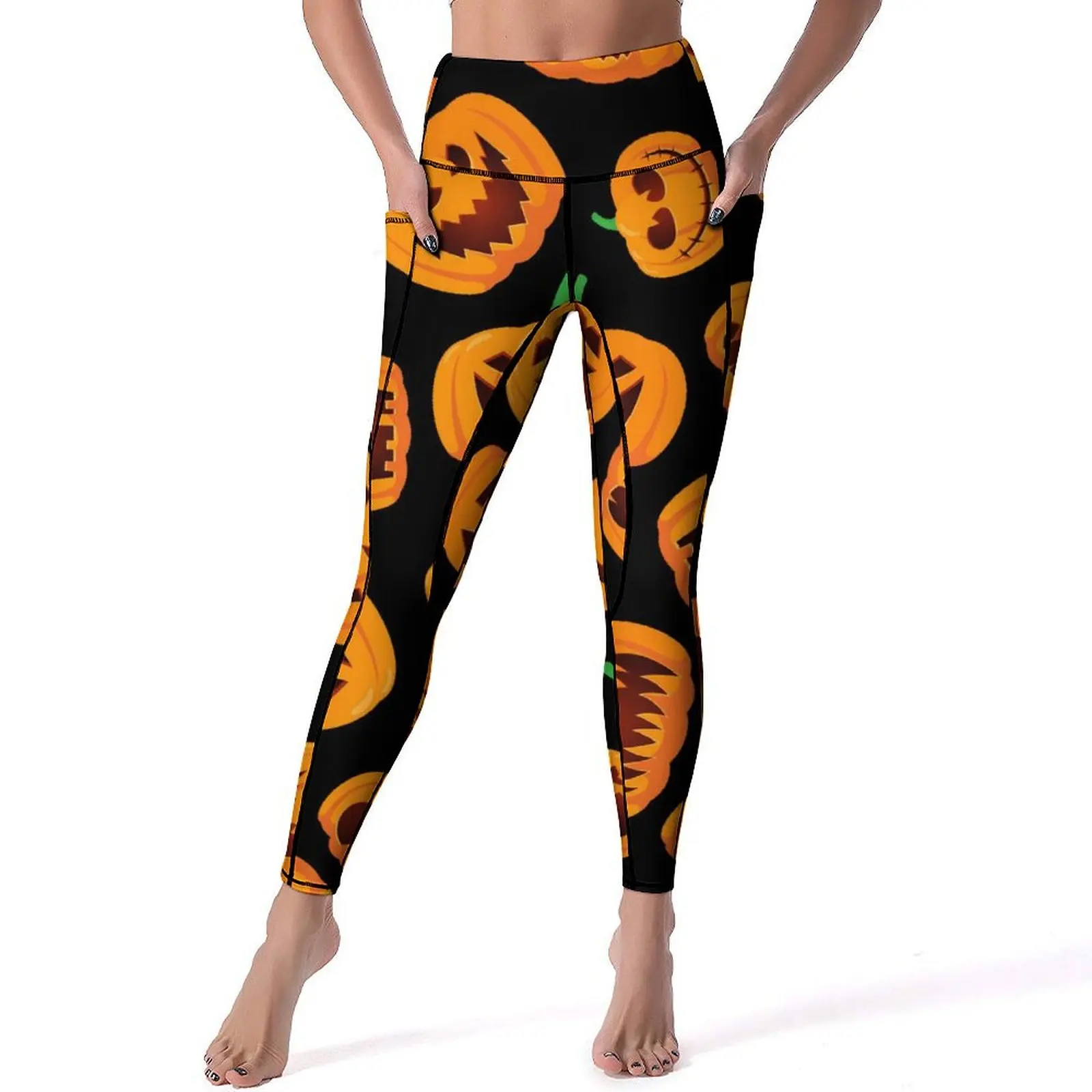 Happy Haunts Yoga Pants Sexy Funny Pumpkins Design Leggings High Waist Fitness Leggins Female Casual Stretchy Sports Tights