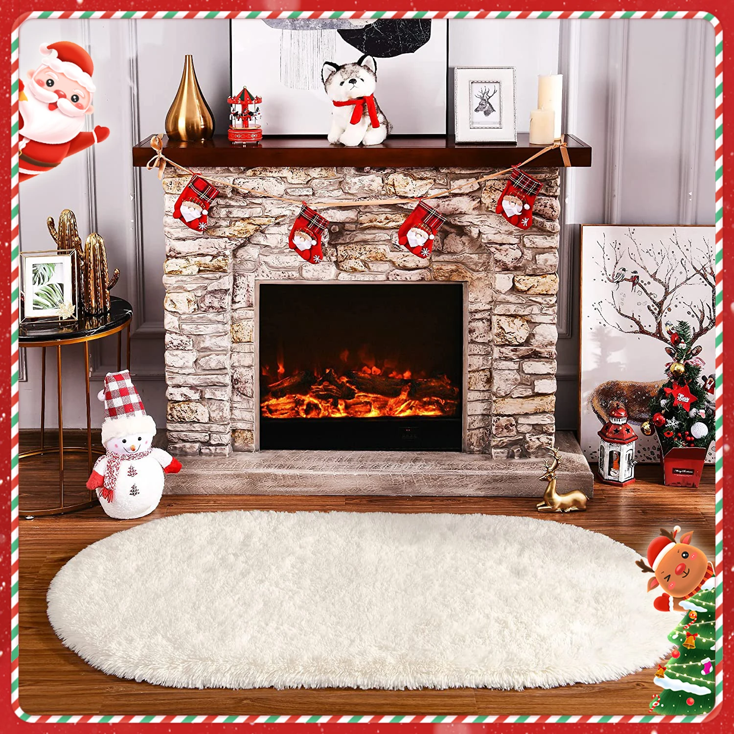 Fluffy Oval Plush Rug Living Room Sofa Coffee Table Floor Mat Bedroom Bedside carpet child Playable Sleeping Rug Home Decoration