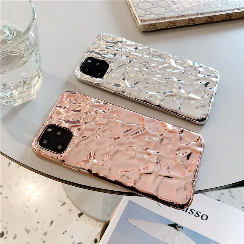 Retro silver Rose gold aluminium foil art Phone Case For iPhone 16 15 14 13 11 12 Pro Max 14 Plus Xr 15 16 Plus case Cute Cover