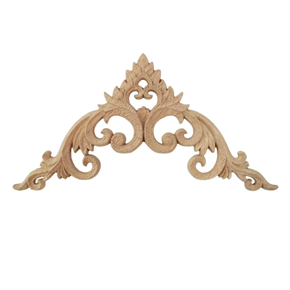 4PCS Woodcarving Corner Decal Unpainted Wooden Carved Decal Corner Onlay Applique Frame Home Furniture Door Decor Crafts